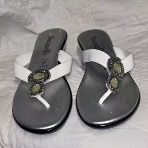 Toscanella White and Silver Sandals with Elegant Design
